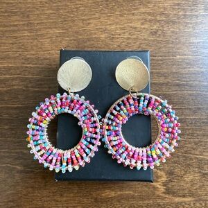 Colorful Beaded Hoop Earrings